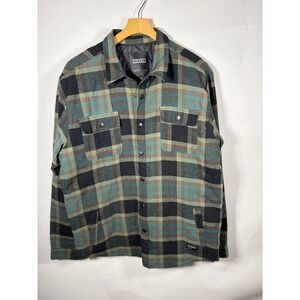 Ezekiel Plaid‎ Flannel Lined Shirt Jacket Men's XL Black Green Brown Quilted